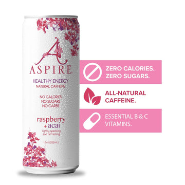 Aspire Healthy Energy, Calorie Burning, Zero Calorie, Zero Sugar Drink Raspberry + Acai 4-Pack