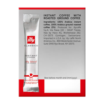 Illy Instant Coffee Singles, Classico Medium Roast, Caramel & Orange Blossom Notes, 40 Single-Serve Packets (2G Each) - Premium