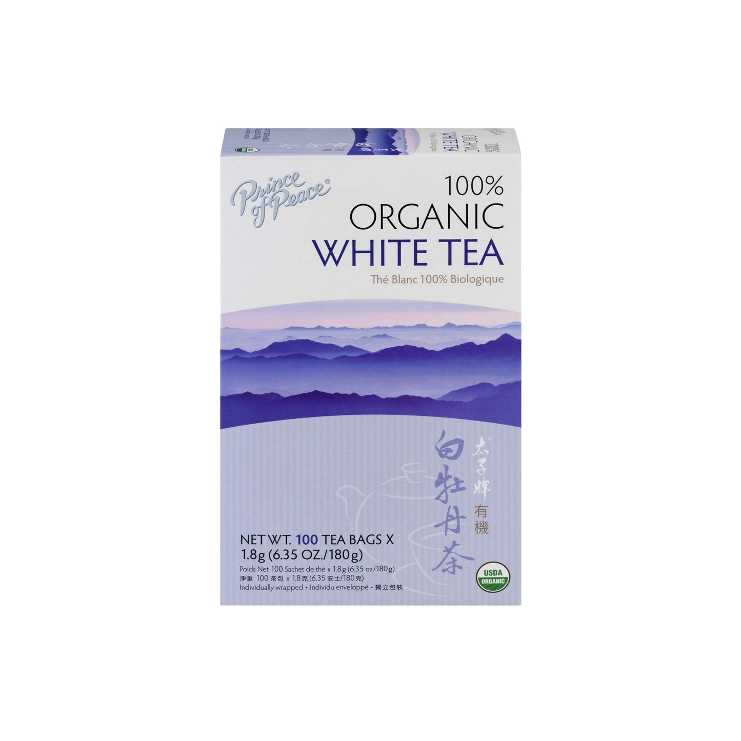 Prince of Peace Organic enhanced White Tea 100 tea bags (Pack of 3)