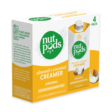 Nutpods Original Coffee Creamer - Unsweetened Non Dairy Creamer Made From Almonds And Coconuts - Keto Creamer, Whole30, Gluten Free, Non-Gmo, Vegan, Sugar Free, Kosher (4-Pack)