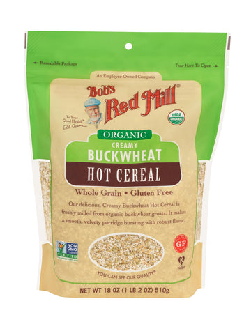 Bob'S Red Mill Organic Gluten Free Creamy Buckwheat Hot Cereal, 18Oz (Pack Of 4) - Non Gmo, Whole Grain, Vegan, Kosher
