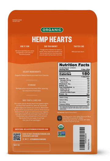 Fgo Organic Hemp Hearts, Shelled Hemp Seeds, Imported From Canada, 16Oz (Pack Of 1)
