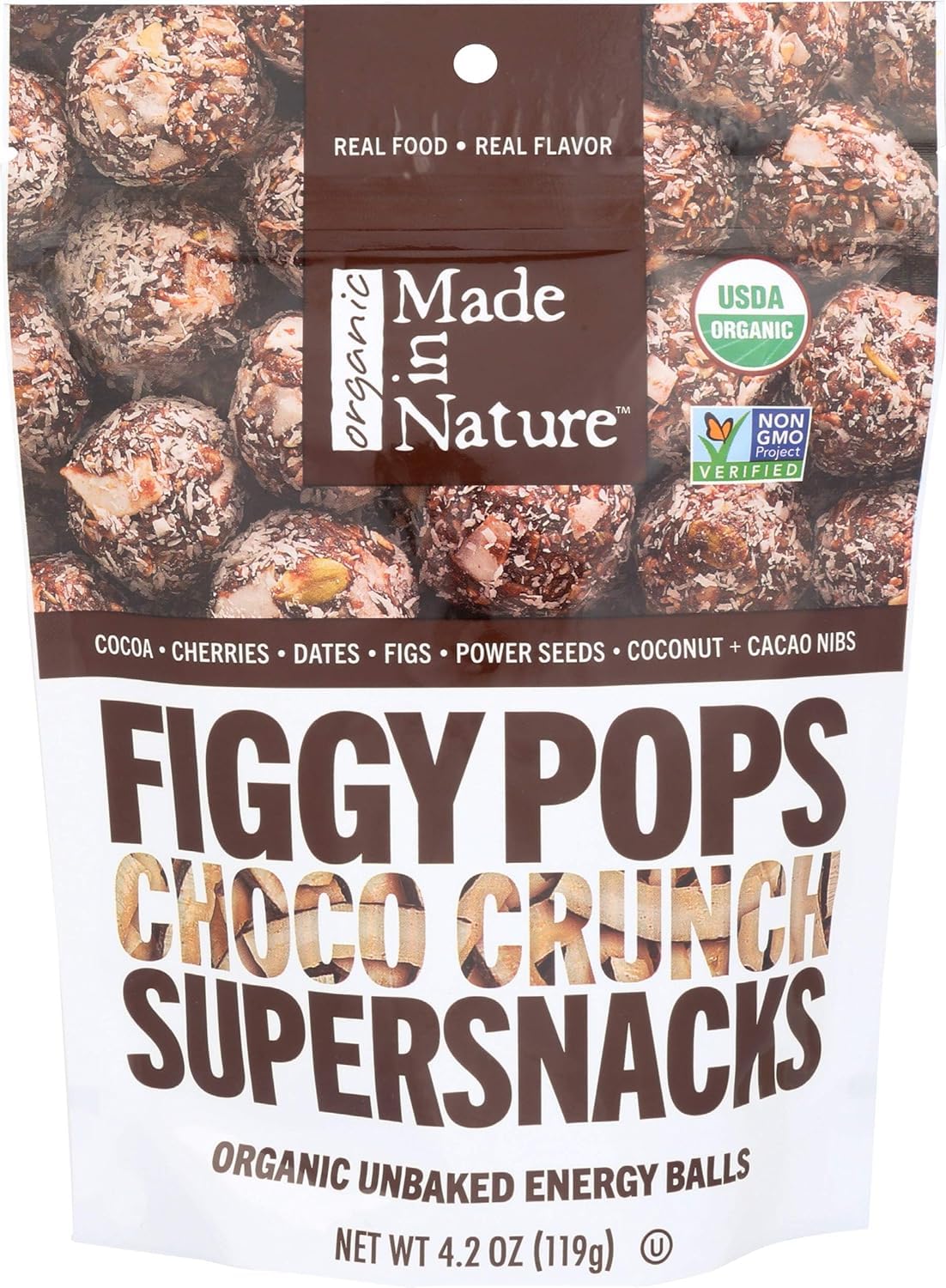 Made In Nature, Organic Figgy Pops, Supersnacks, Choco Crunch, 4.2 Ounce (Pack Of 6)