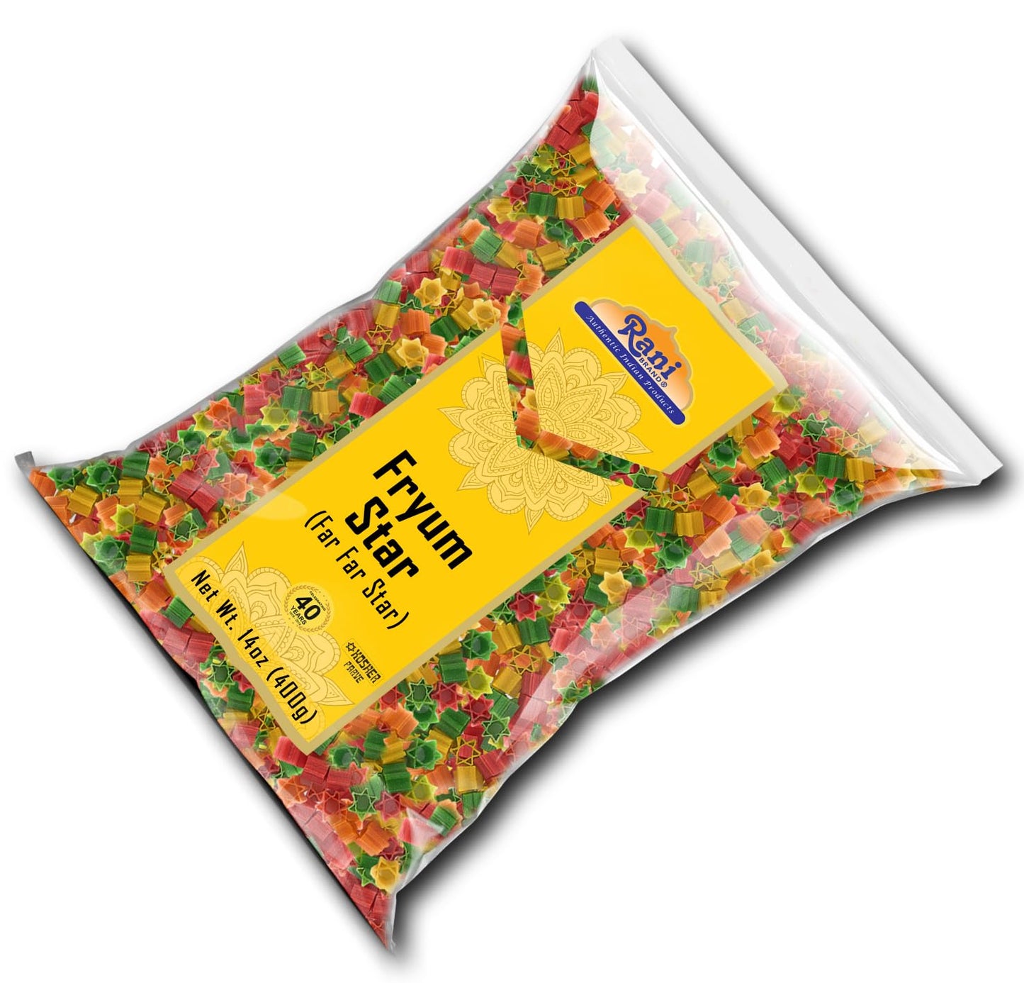 Rani Far Far Star Shape Fryums, Vegan & Kosher, 14oz (400g), Uncooked, Wheat & Tapioca project piece Snack