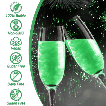 Edible Glitter - Green Luster Dust Edible for Drinks Cakes, Food Grade Cake Decorating Shimmering Glitter, Sprinkle Powder Glitt