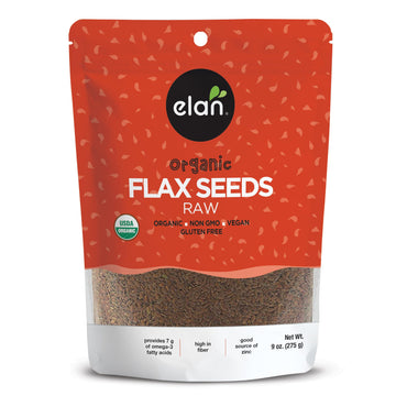 Elan Organic Flax Seed, 9 Oz, Whole Seeds, Raw Seeds, Non-Gmo, Vegan, Gluten-Free, Kosher, High In Fiber, Gels Easily