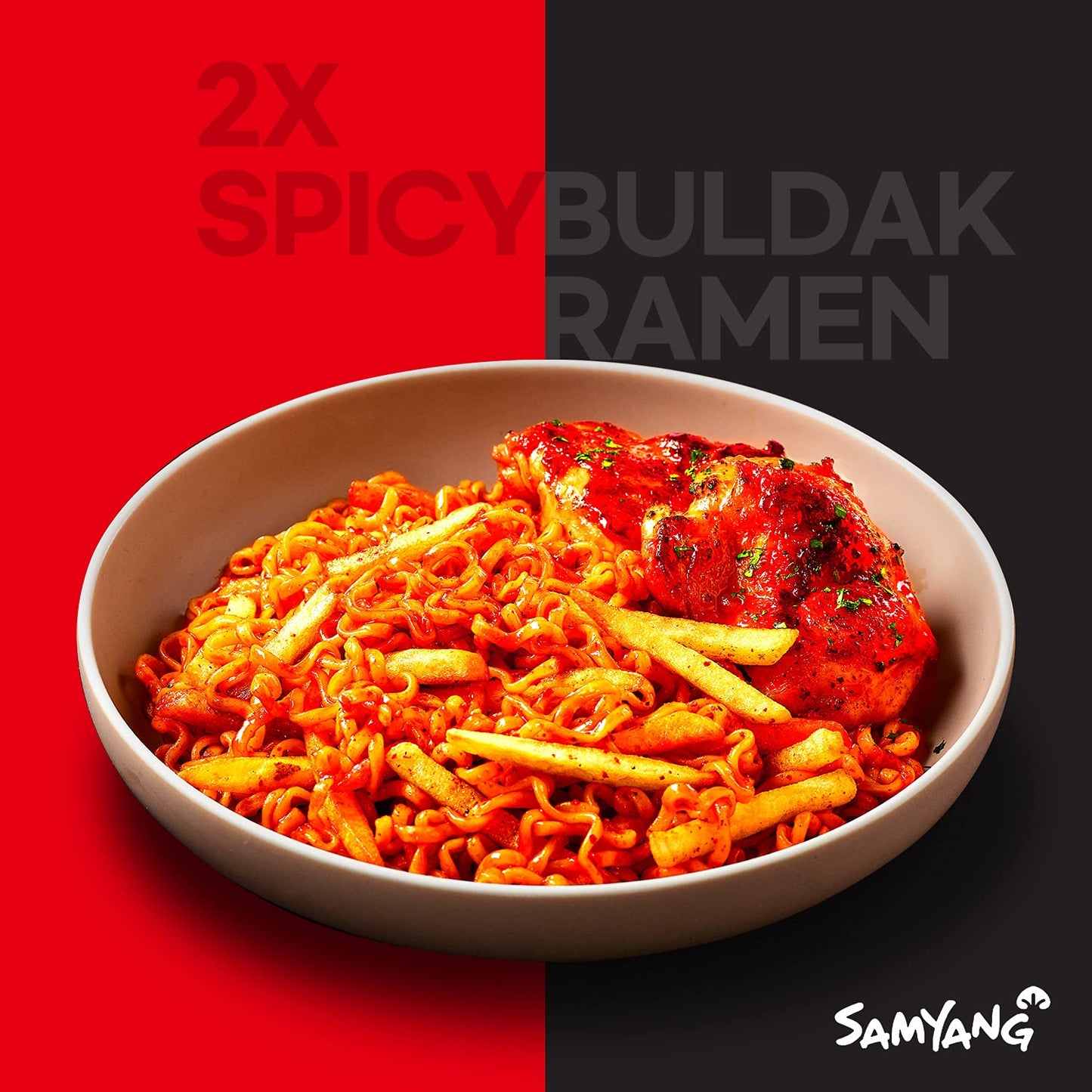 Samyang 2X Buldak (Korean) Hot Spicy Chicken Stir Fried Ramen 4.94 oz (Pack of 40)