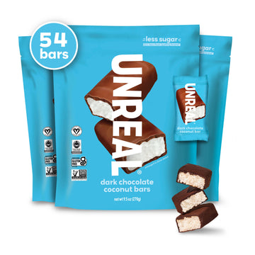Unreal Dark Chocolate Coconut Bars (3 Value Size Bags) | Vegan, 3G Sugar, & 3 Simple Ingredients | Non-Gmo, Gluten Free, & Fair
