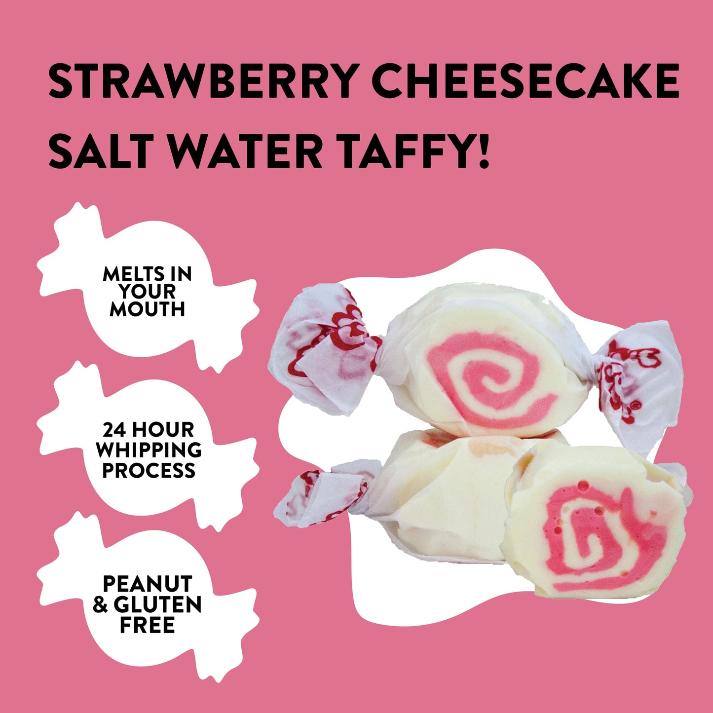 Taffy Town Saltwater Taffy, Strawberry Cheesecake, 40 Ounce