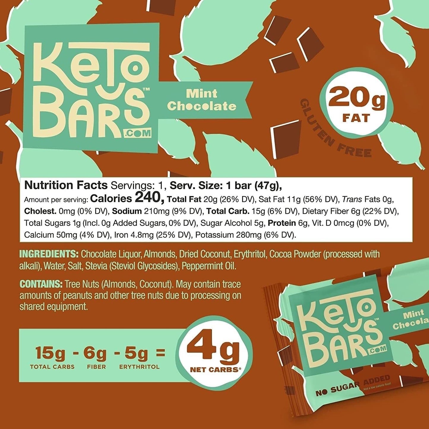 KETO BARS : The Original High Fat, Low Carb, Ketogenic Bar. Gluten Free, Homemade with simple ingredients. [Mint Chocolate, 10 P
