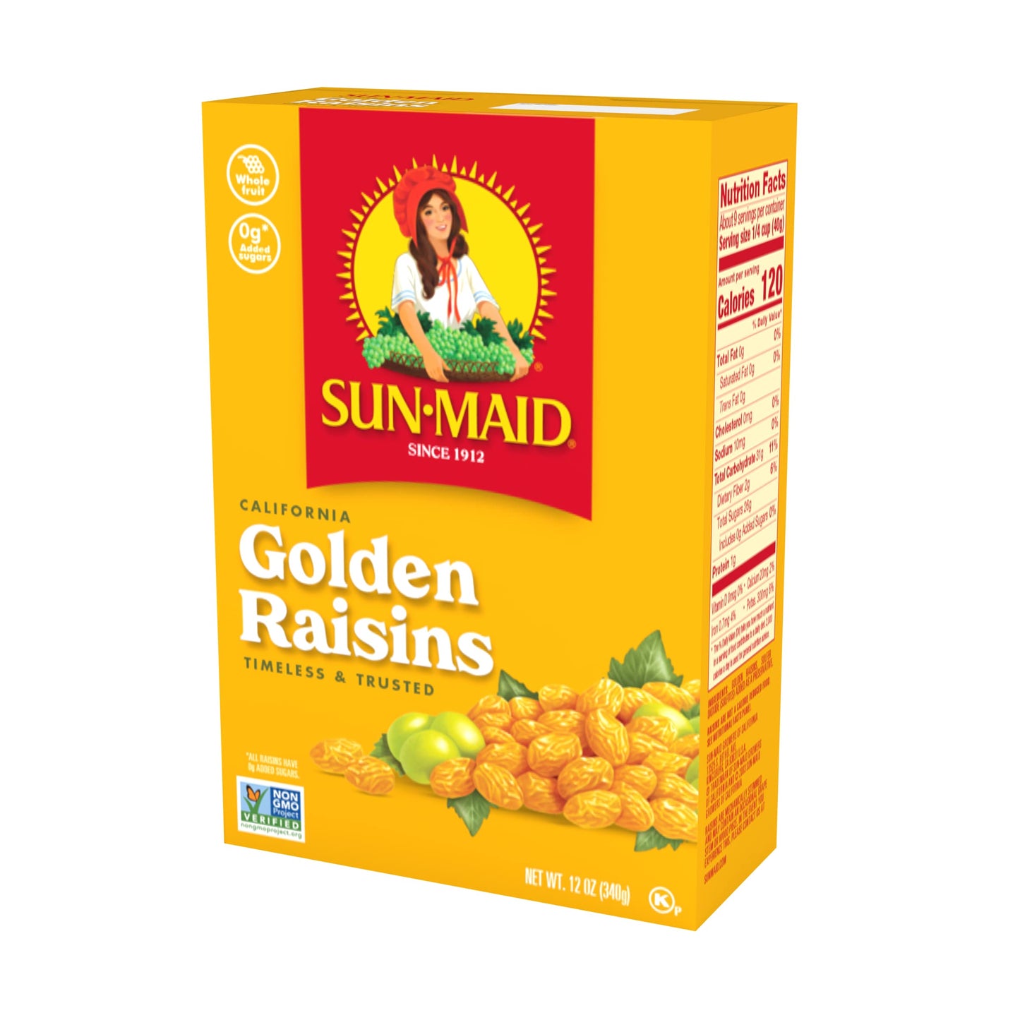 Sun-Maid California Golden Raisins - (12 Pack) 12 oz Sharing-Size Box - Dried Fruit Snack for Lunches, Snacks, and Natural Sweet
