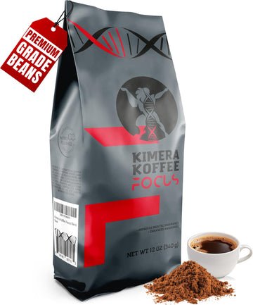 Kimera Koffee - Organic Light Roast Ground Coffee Focus Blend Infused With Brain Vitamins L-Theanine Amplifies Alpha Brain W