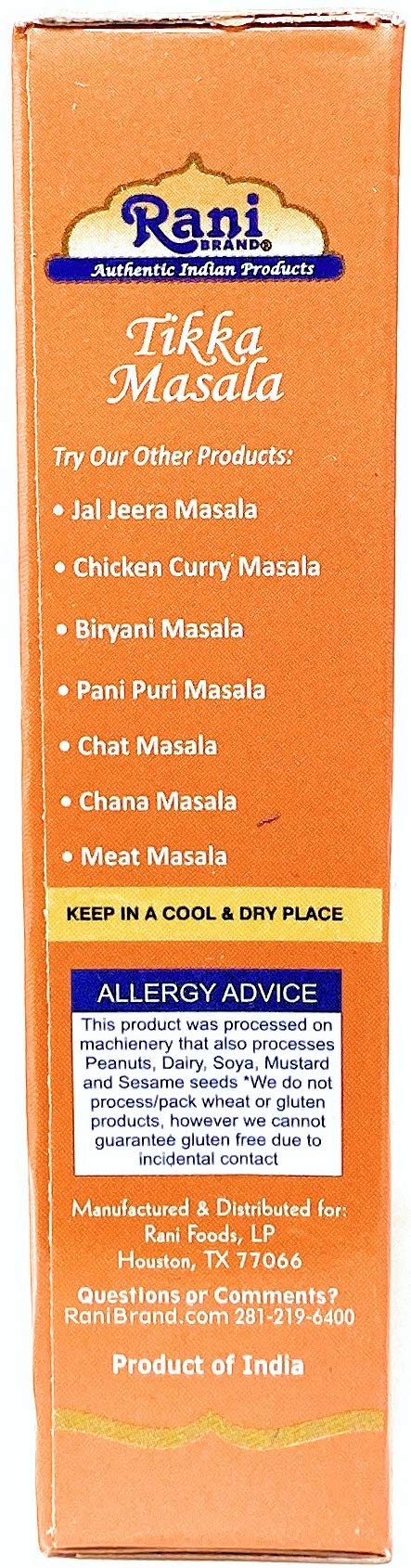 Rani Tikka Masala Indian 7-Spice Blend 3.5Oz (100G) ~ All Natural | Salt-Free | Vegan | No Colors | Gluten Friendly | Non-Gmo |