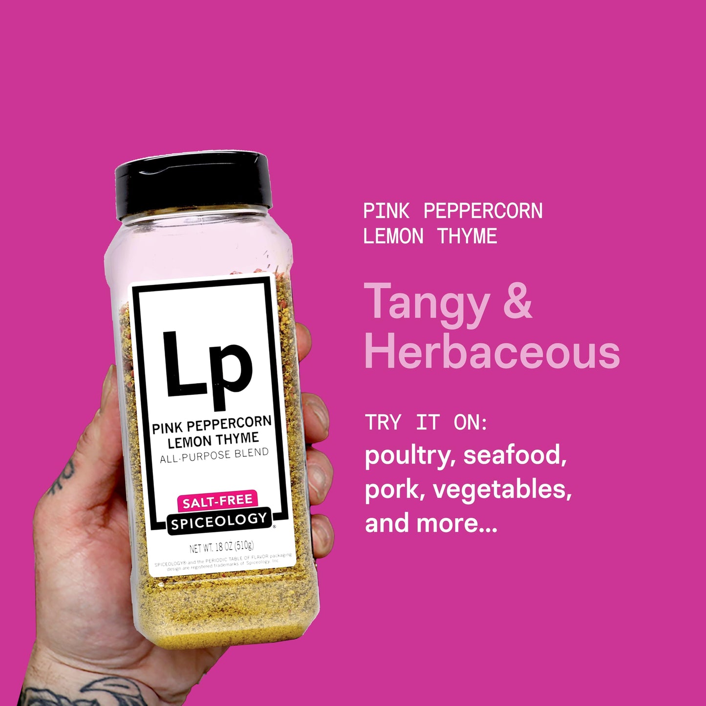 Spiceology Pink Peppercorn Lemon Thyme All-Purpose Seasoning Blend, Salt-Free, 18 oz