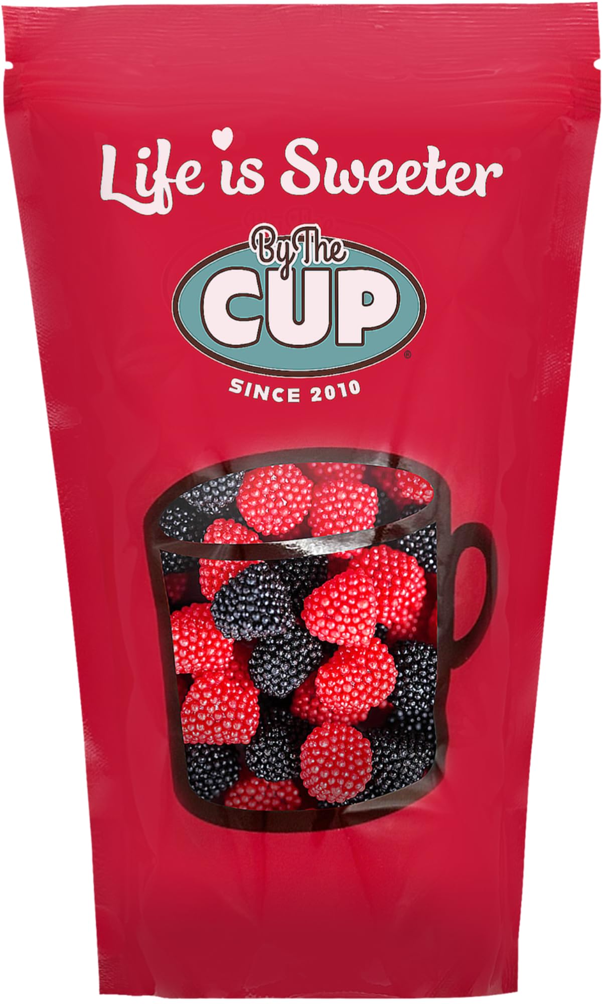 By The Cup Raspberries And Blackberries Soft Chewy Fruit Flavored Jells Covered In Candy Seeds, 2 Lb Bulk Bag