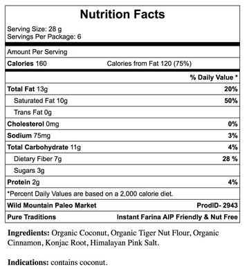 Instant Farina, Aip Friendly, Certified Paleo, Gluten & Grain Free (6 Ounce)