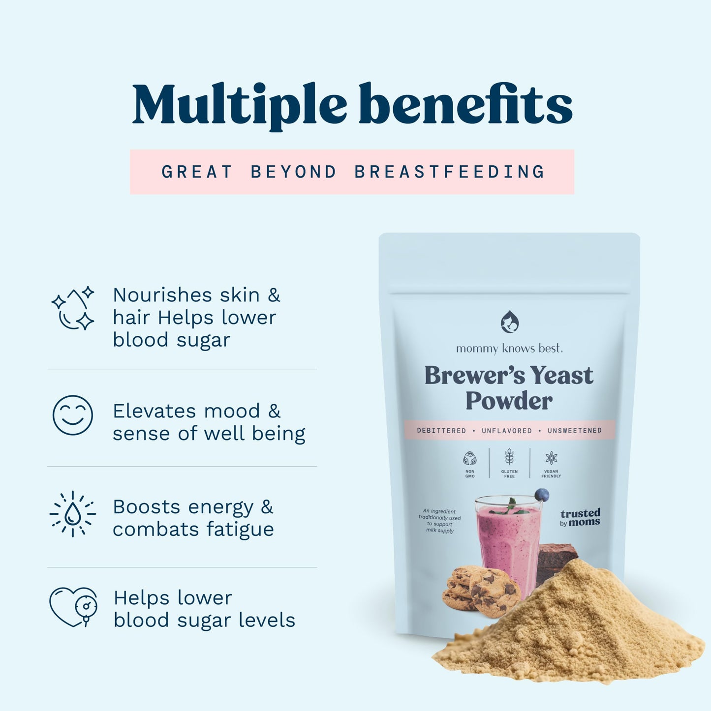 Mommy Knows Best malt-inspired Yeast Powder, Gluten-Free, 15 oz, Debittered