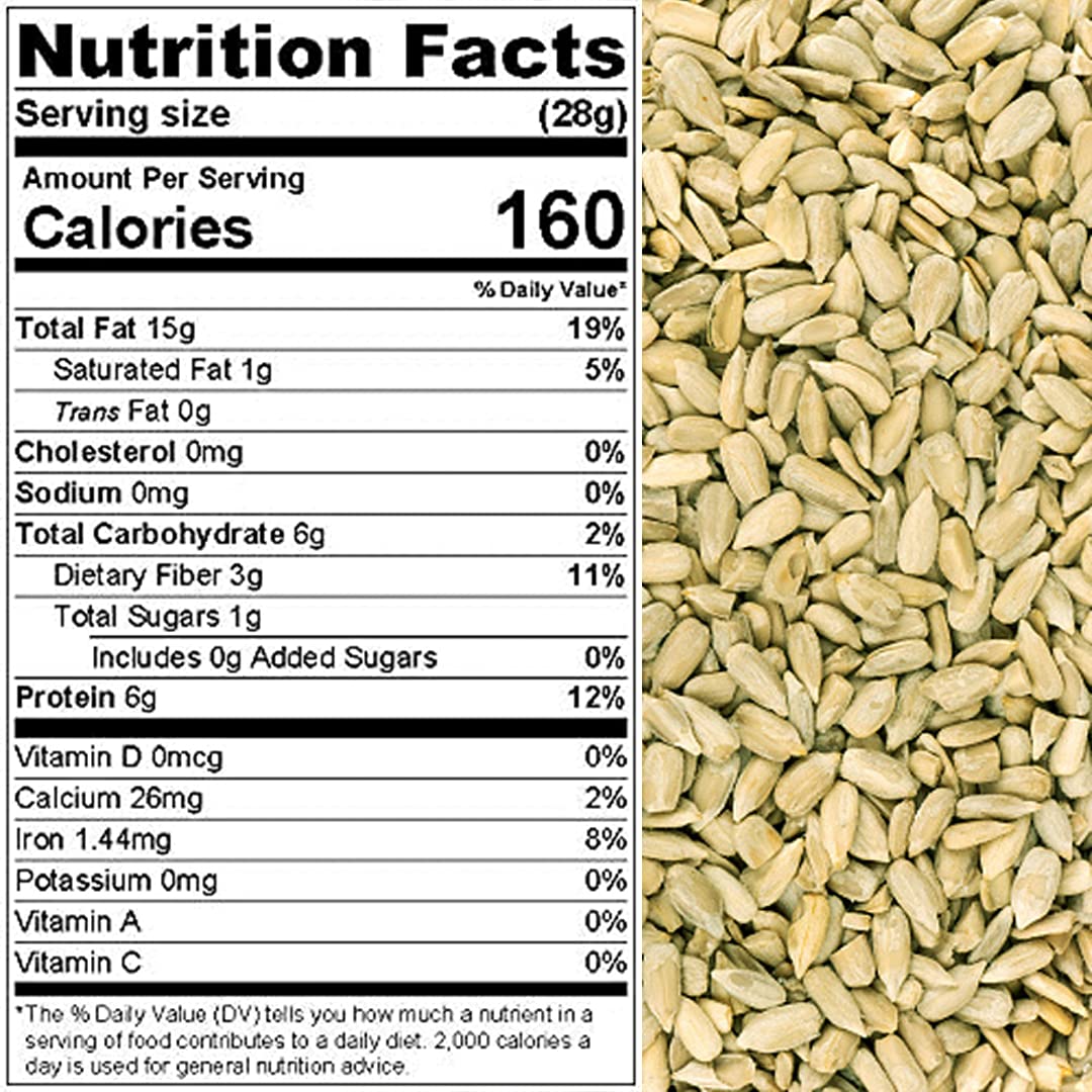 Presto Sales Raw Shelled Sunflower Seeds, Crunchy Superfood, 5 LB Resealable Pouch