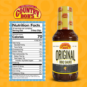 Country Bobs Barbecue Sauce - Smoky, Sweet & Bold - 18 oz Pack of 2
