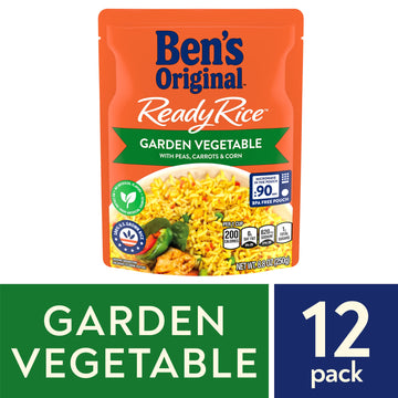 BEN S ORIGINAL Ready Rice Garden Vegetable Flavored Rice, Easy Dinner Side, 8.8 oz Pouch (Pack of 12)