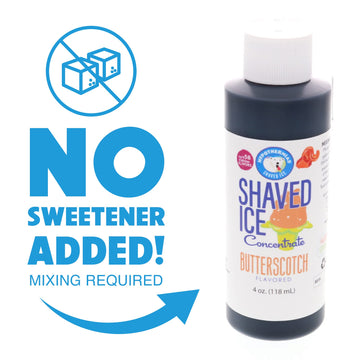 Hypothermias Shaved Ice And Snow Cone Syrup Unsweetened Flavor Concentrate - 4 Fl. Oz - Makes 1 Gallon Of Syrup - Butterscotch -