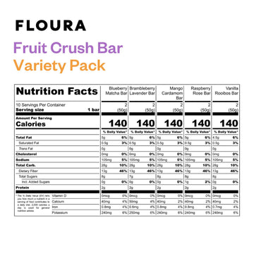 Floura Variety Pack Fruit-Forward Fiber Bars- High Fiber, Vegan, Gluten & Dairy Free, Low Calorie Healthy Snack Bars with Upcycl