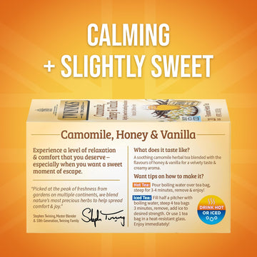 Twinings Camomile, Honey & Vanilla Herbal Tea Bags, 20 Count (Pack of 6), Naturally Caffeine-Free