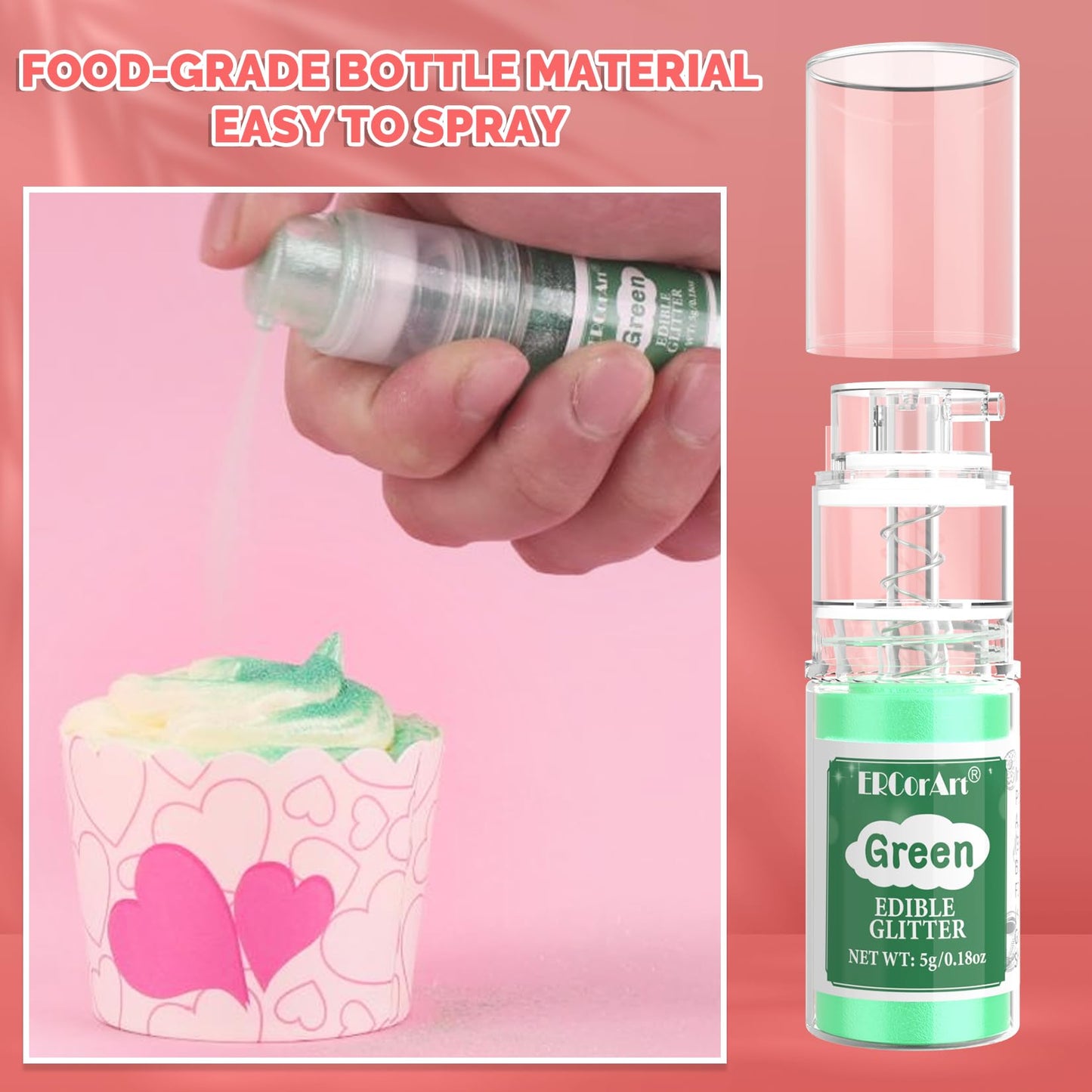 Edible Glitter Spray - 4 Color Edible Glitter for Cocktails, Food Grade Luster Dust Edible, Cake Decorating Shimmering Glitter,