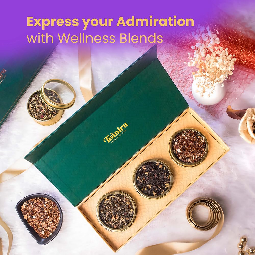 Teaniru, Grandeur Tea Collection | 3 Loose Leaf Tea Sampler | Variety Pack Assortment of Green, Herbal & Black Tea | Gluten Free