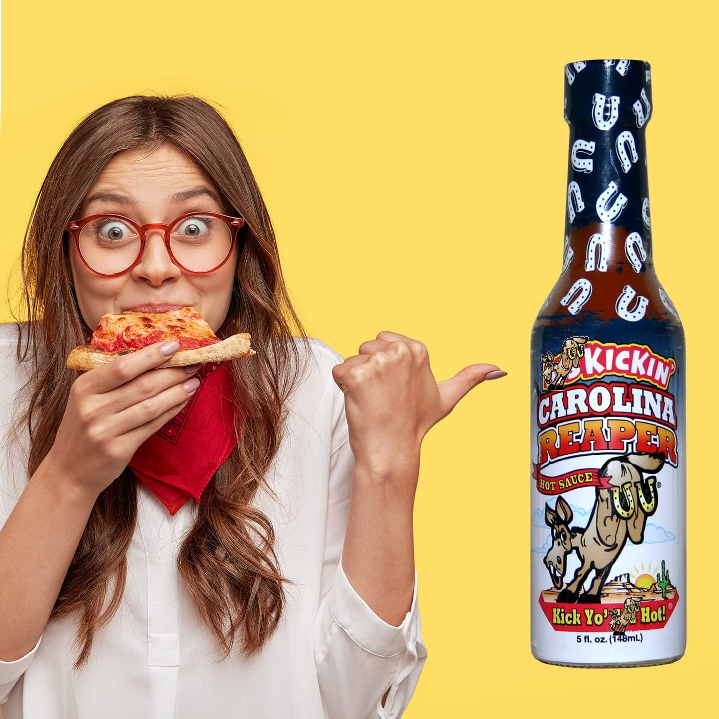 ASS KICKIN Carolina Reaper Hot Sauce - 5 oz - Gourmet Sauce for Wings & Burritos - Model AK853