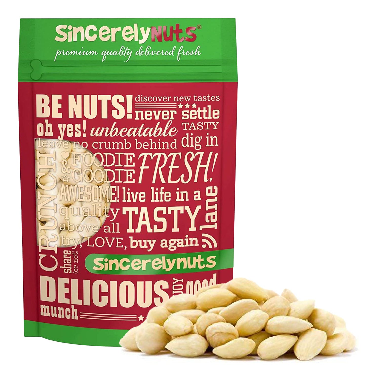 Sincerely Nuts - Whole Raw Blanched Almonds | 3 Lb. Bag | Delicious Guilt Free Snack | Low Calorie Vegan Gluten Free | Gourmet Kosher Food | Source Of Fiber Protein