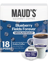 Maud's Blueberry Flavored Coffee Pods, 18 ct, Medium Roast Flavored Coffee in Recyclable Single Serve Pods - 100% Arabica Beans,