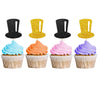 24Pcs Tophat Cupcake Toppers, Hat Cupcake Topper For Boys, Little Boy Food Picks, Magic Themed Birthday Party Decoration - Black