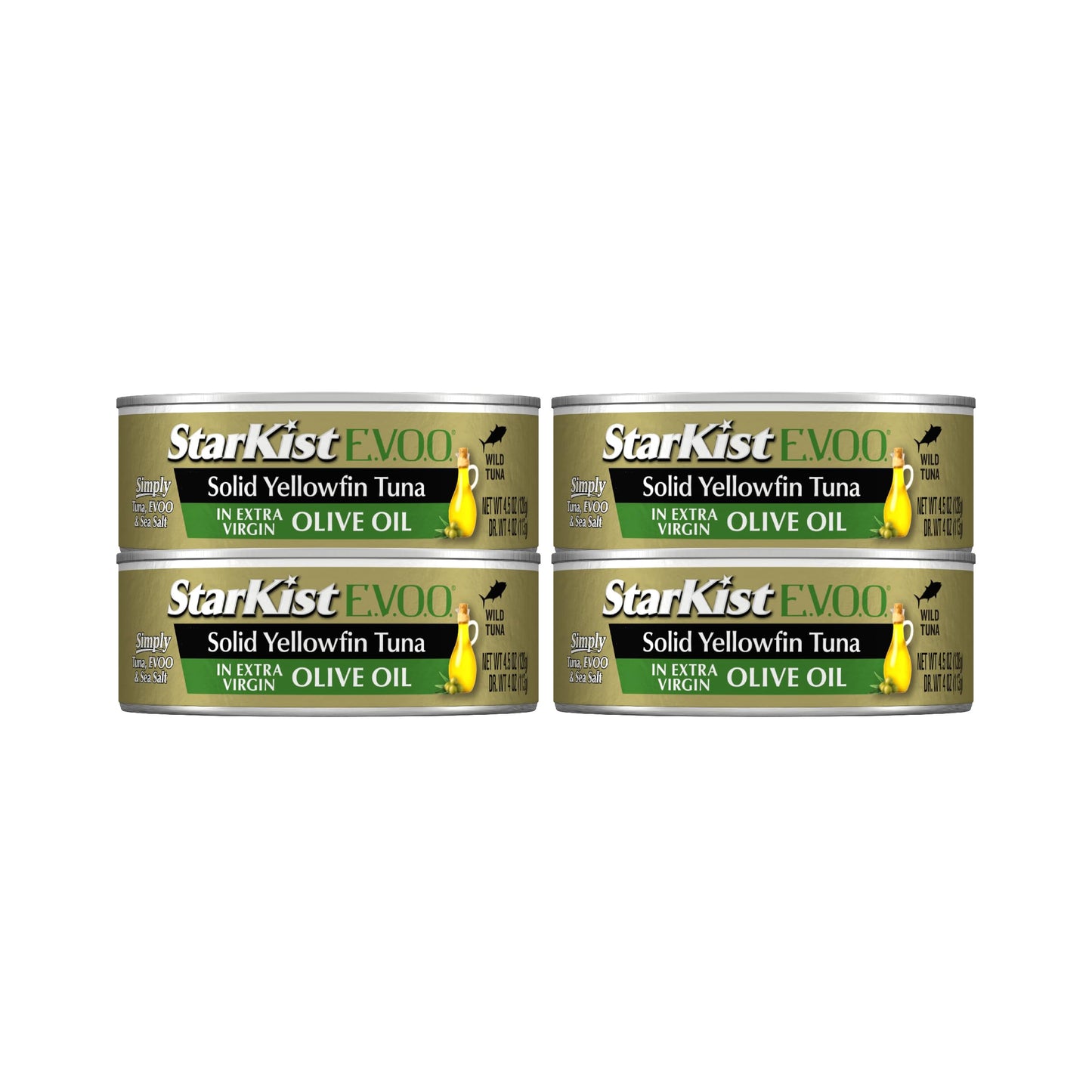 StarKist E.V.O.O. Solid Yellowfin Tuna in Extra Virgin Olive Oil - 4.5 oz Can (Pack of 4)