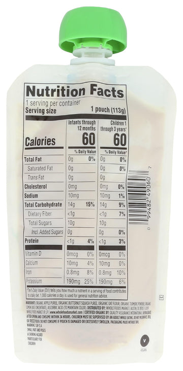 365 By Whole Foods Market, Baby Food Apple Butternut Oat Turmeric Organic, 4 Ounce