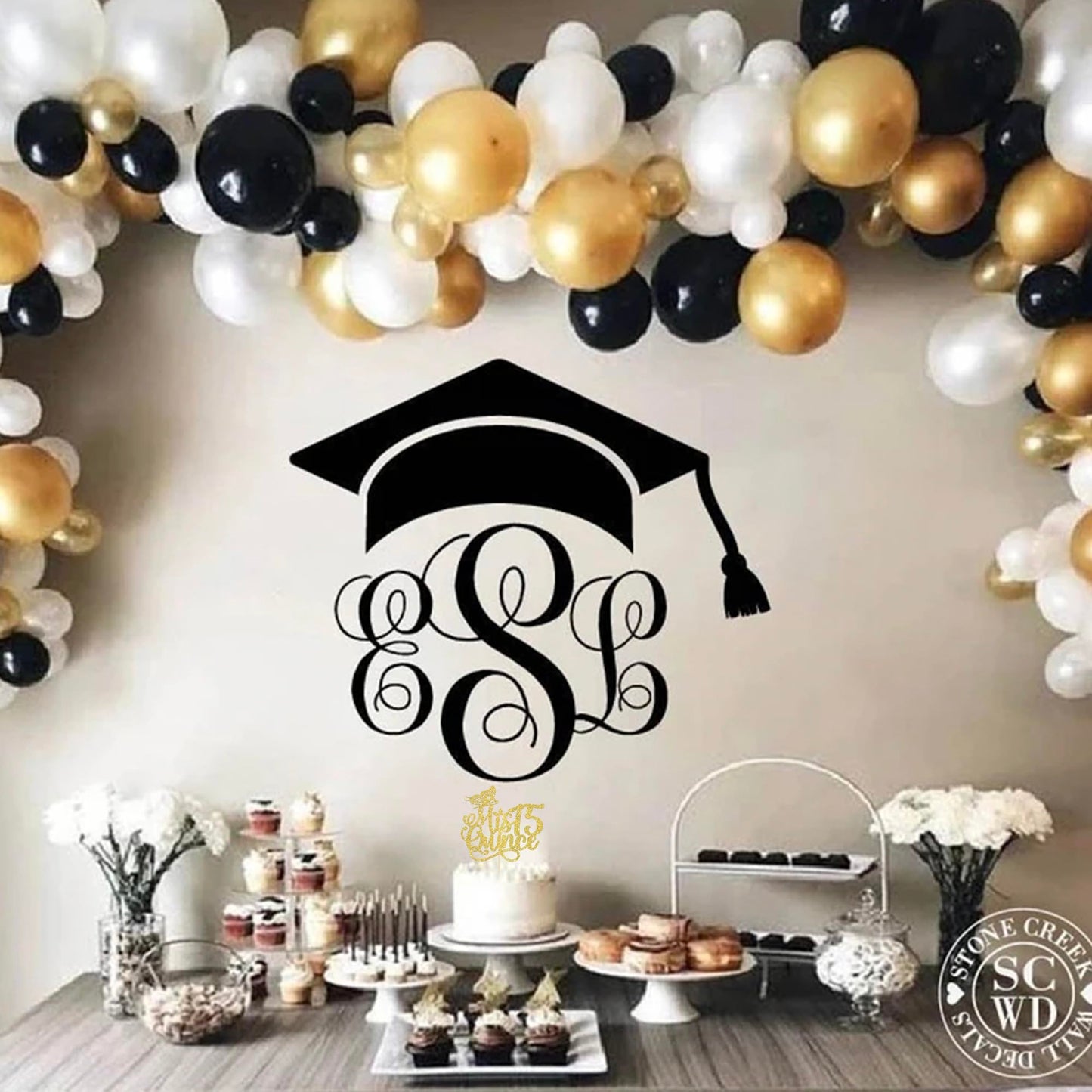 Rssta i Cake Topper, Mis Quince 15, Glitter Design 3 Gold, Cardstock, Happy 15th Birthday Party Decorations