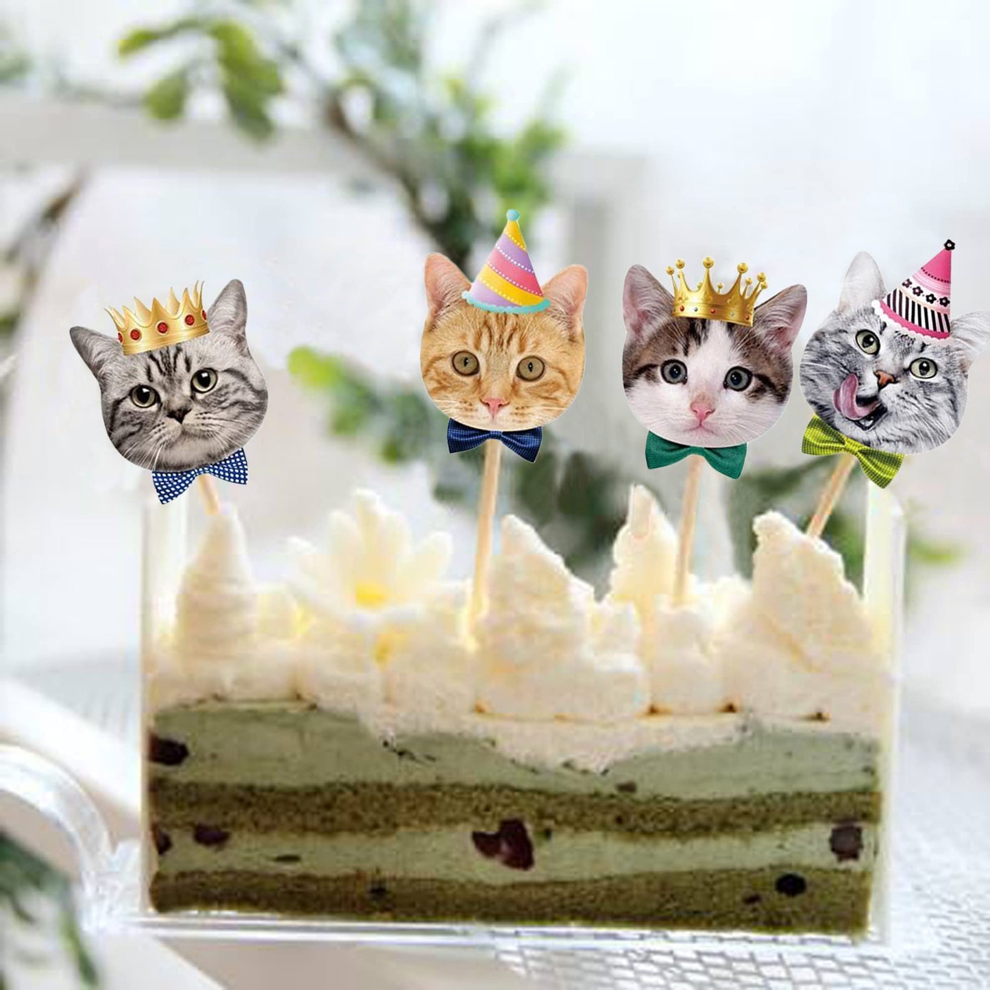 TSJ Cat Cupcake Toppers - 24PCS Paper Decorations, Kitten Theme, Party Supplies, D-C-T-N-02, Cat Cupcake Topper New