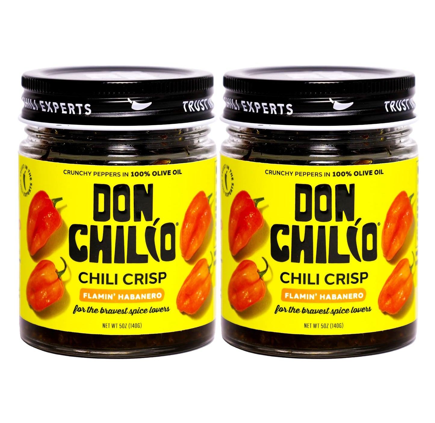 Don Chilio Hot Habanero Mexican Chile Crisp, 5 oz., 2 Pack - Crunchy Sliced Habanero Fried Chili Peppers in Hot Seasoned 100% Ol