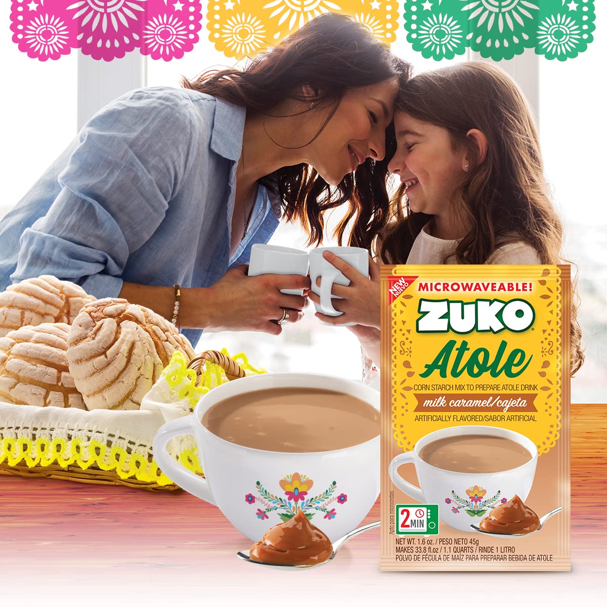 Zuko Atole Milk Caramel Instant Corn Starch Mix | Fortified With Vitamins | Just Add Hot Water | Microwaveable In Only 2 Minutes