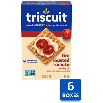 Triscuit Fire Roasted Tomato & Olive Oil Whole Grain Wheat Crackers, 6 - 8.5 Oz Boxes