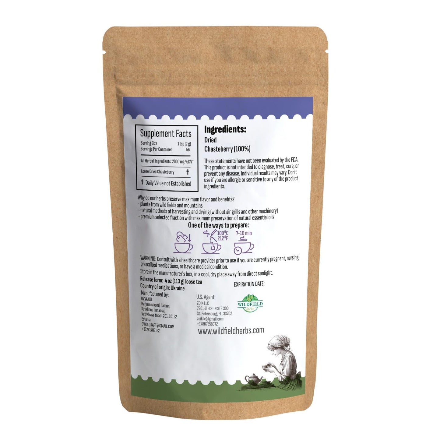 4 Oz. Chaste Tree Berry Hasteberry Tea Chaste Tree Berry Tea Herb (Vitex Agnus-Castus) - 113G Herbal Vitex Sauzgatillo