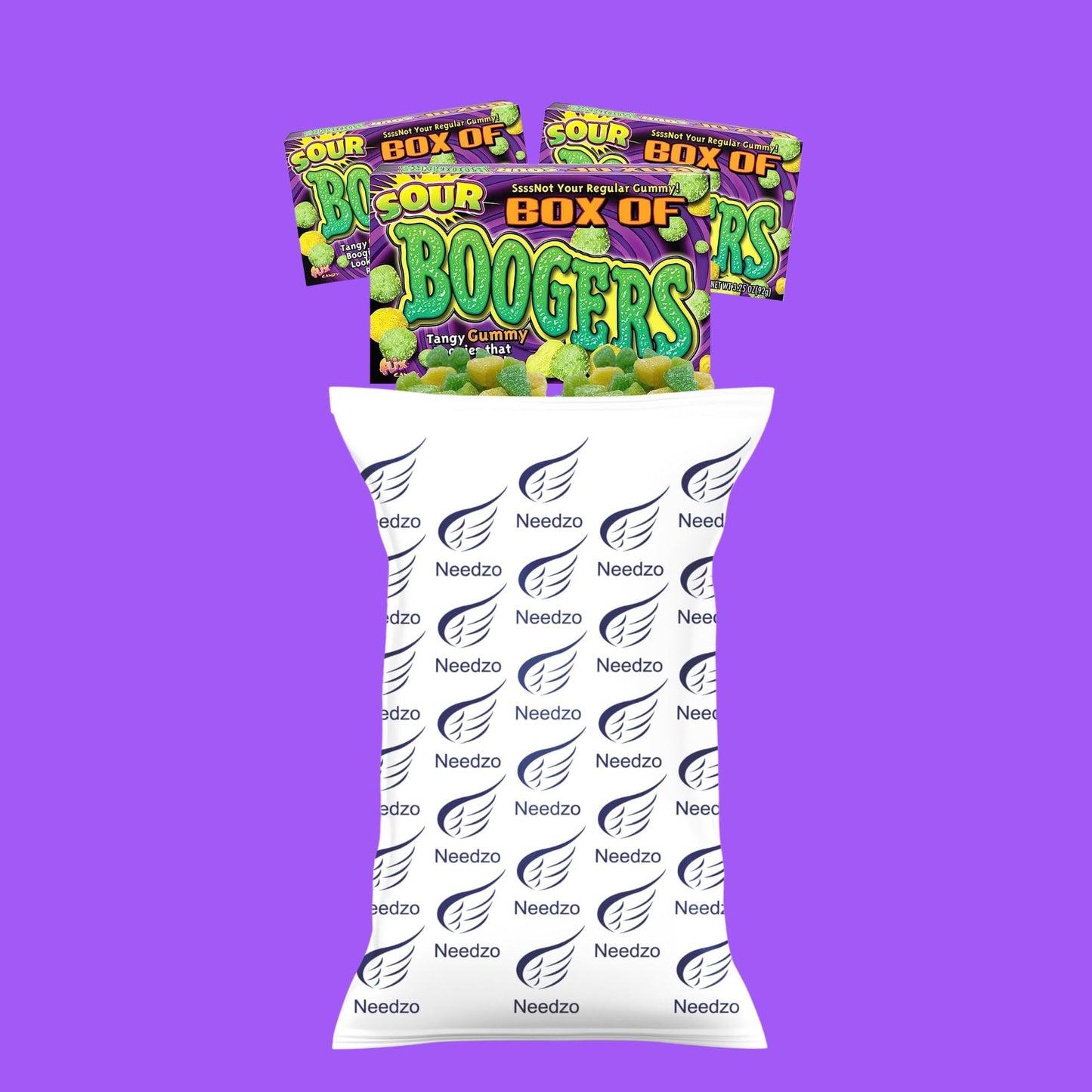 Needzo Sour Box Of Booger Gummies, Tangy Gummy Candy Boogers Movie Theater Box Shareable Candy, Gag Gift Prank Or Christmas Stocking Stuffers, Pack Of 3