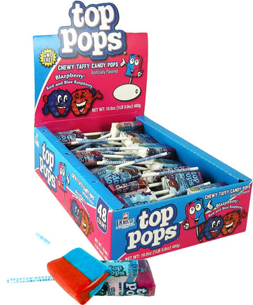 Top Pops Chewy Taffy Pops, Blazpberry, 16.9 Ounce