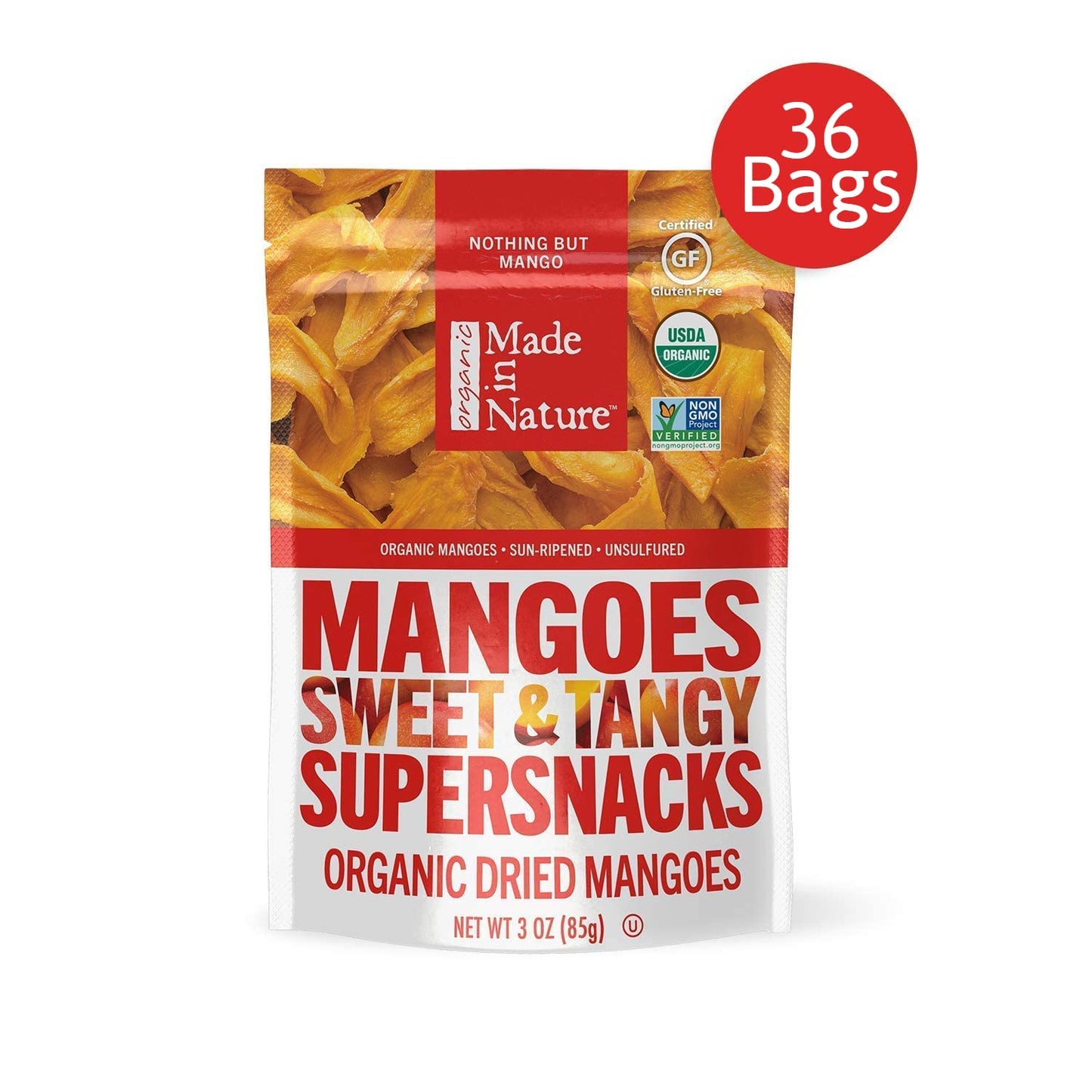 Made In Nature Organic Dried Fruit, Mangoes, 3Oz Bags - (Pack Of 6)