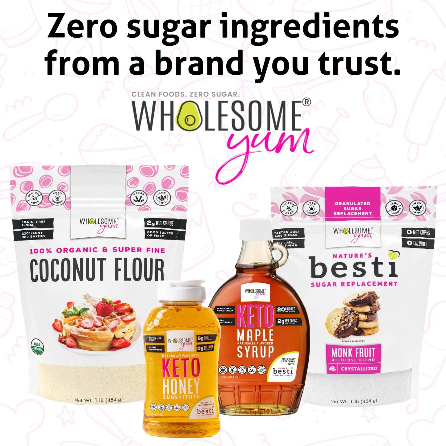 Wholesome Yum Organic Coconut Flour - Low Carb, Gluten Free, Non GMO, Keto Friendly - 16 oz (1 lb)