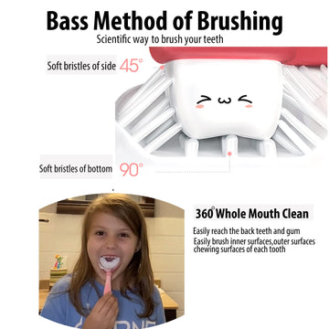 Tusiwit Kids Toothbrushes U Shaped With 3 Pcs Soft Food Grade Silicone Heads For Toddler,Childrens, Full Mouth Kids Tooth Brush
