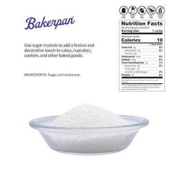 Bakerpan Sugar Sprinkles For Baking - 7 Ounce White Decorating Sugar Crystals For Cookies, Cake Pops, Ice Cream (Made In Usa)