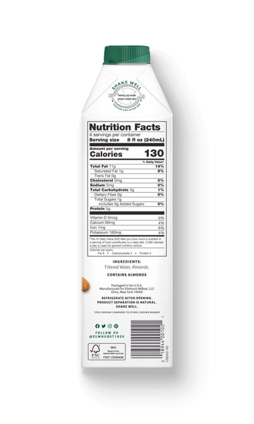 Elmhurst 1925 Unsweetened Almond Milk, 32 Ounce (Pack Of 6)