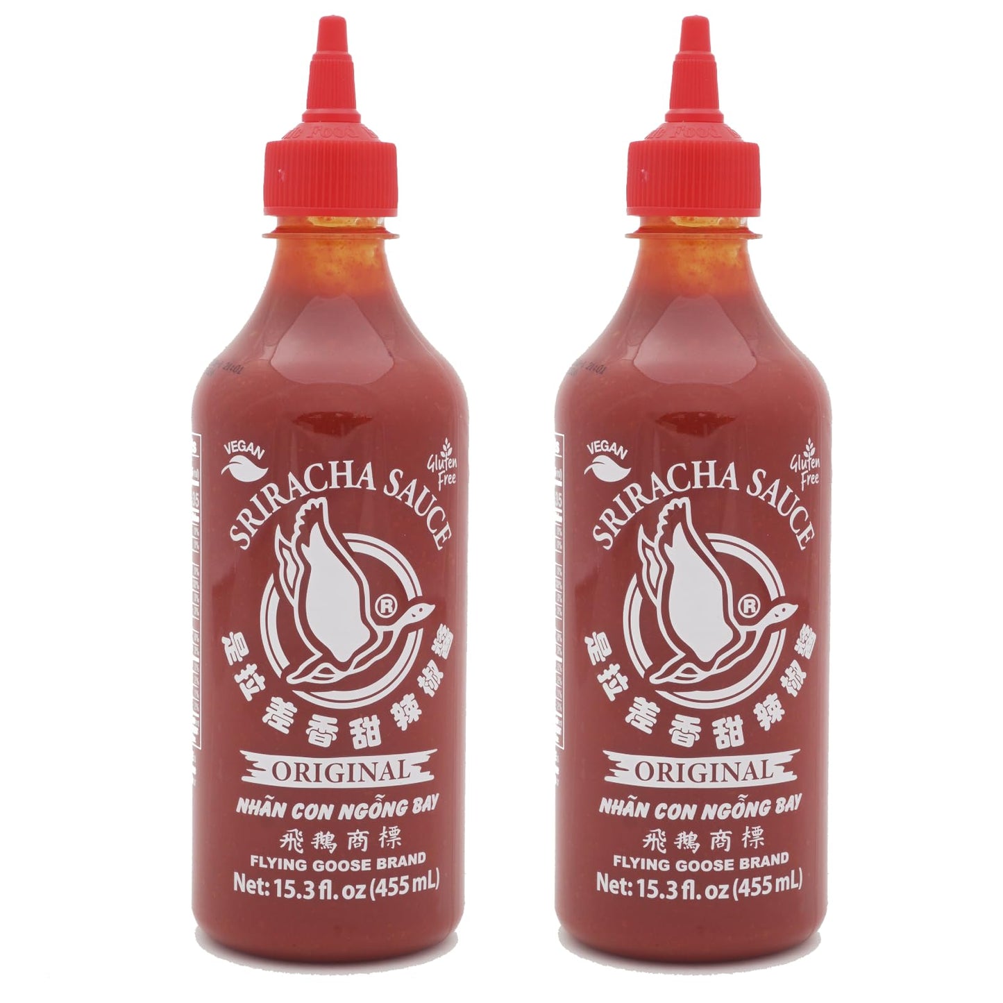 Flying Goose 15.3 Oz Sweet Sriracha Sauce, Thailand Sriracha Sweet Chili Sauce, Gluten Free And Vegan, Original Flavor In Bottle, 15.3 Fl.Oz(455Ml), Pack Of 2