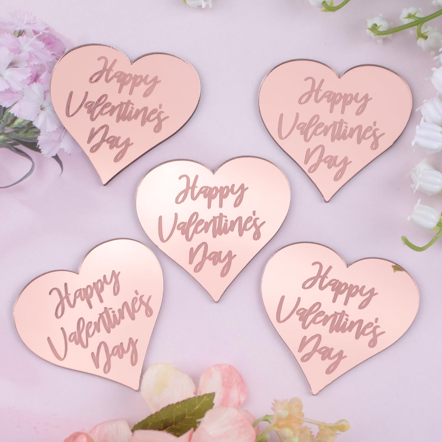 Urroma Happy Valentine'S Day Cupcake Toppers, Rose Gold 20Pcs Sweet Love Theme Valentine'S Day Cupcake For Baby Shower Diy Birth
